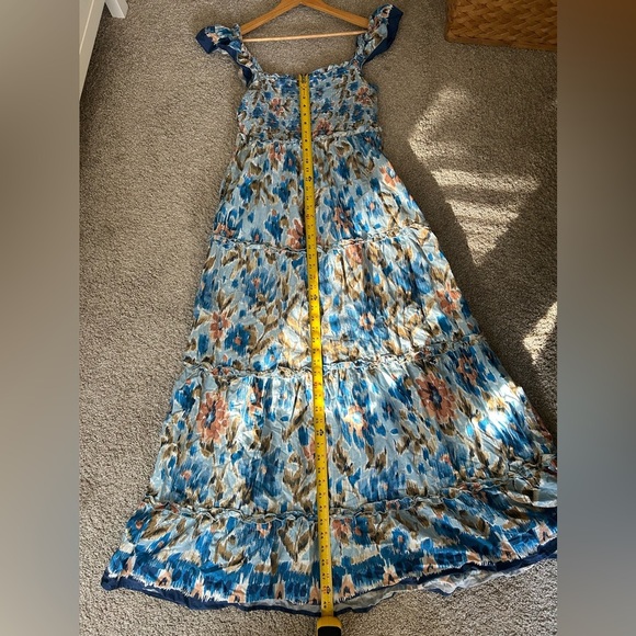 House of Harlow 1960 Zoey 100% Cotton Blue Tiered Maxi Dress - Size Large - Picture 8 of 11